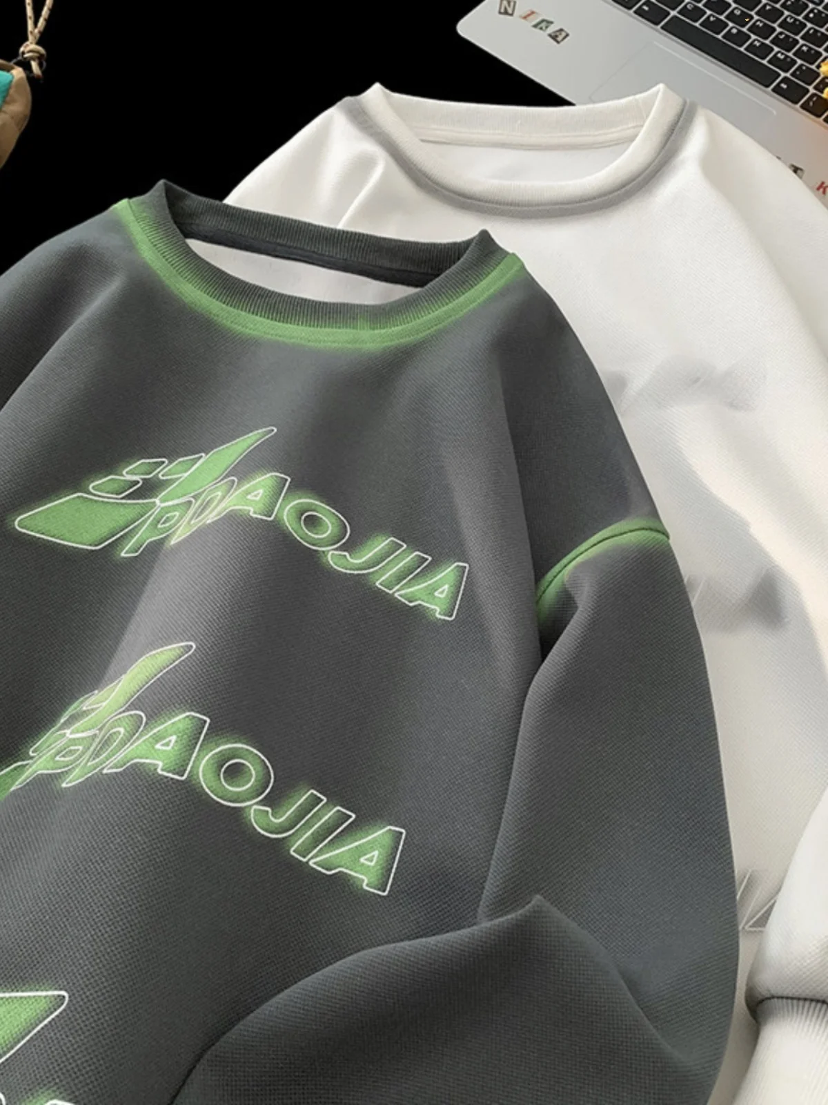 

Мужская толстовка Heavyweight Round Ne Sweatirt для весны и осени в американском уличном стиле, свободного кроя, модная повседневная верхняя одежда