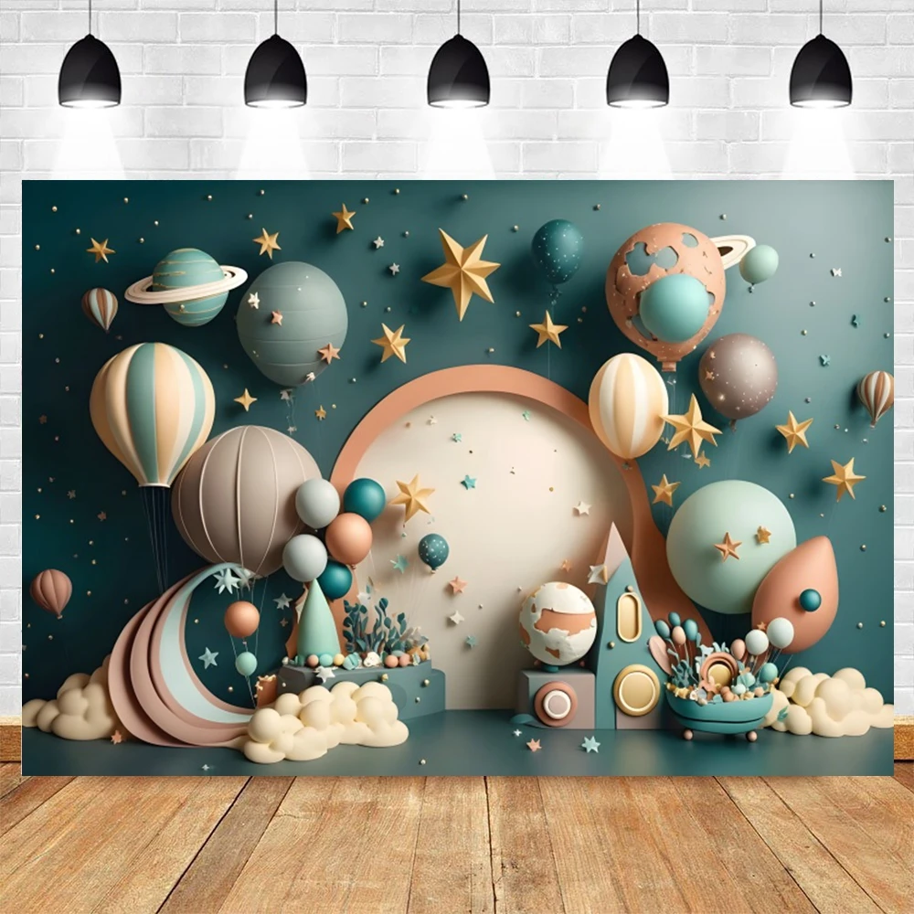 Newborn Baby 1st Birthday Cake Smash Party Photography Backdrop Baby Shower Portrait Balloons Flower Photo Background Props