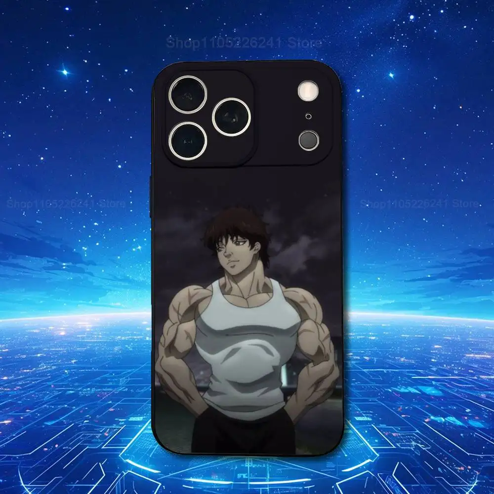 هاتف أنيمي B-Baki H-Hanma رائع لهاتف iPhone 13,12,15,14,11,16,17,Plus,Pro Max,XS,X,XR,SE,Mini,8,7,Soft Silicone Black