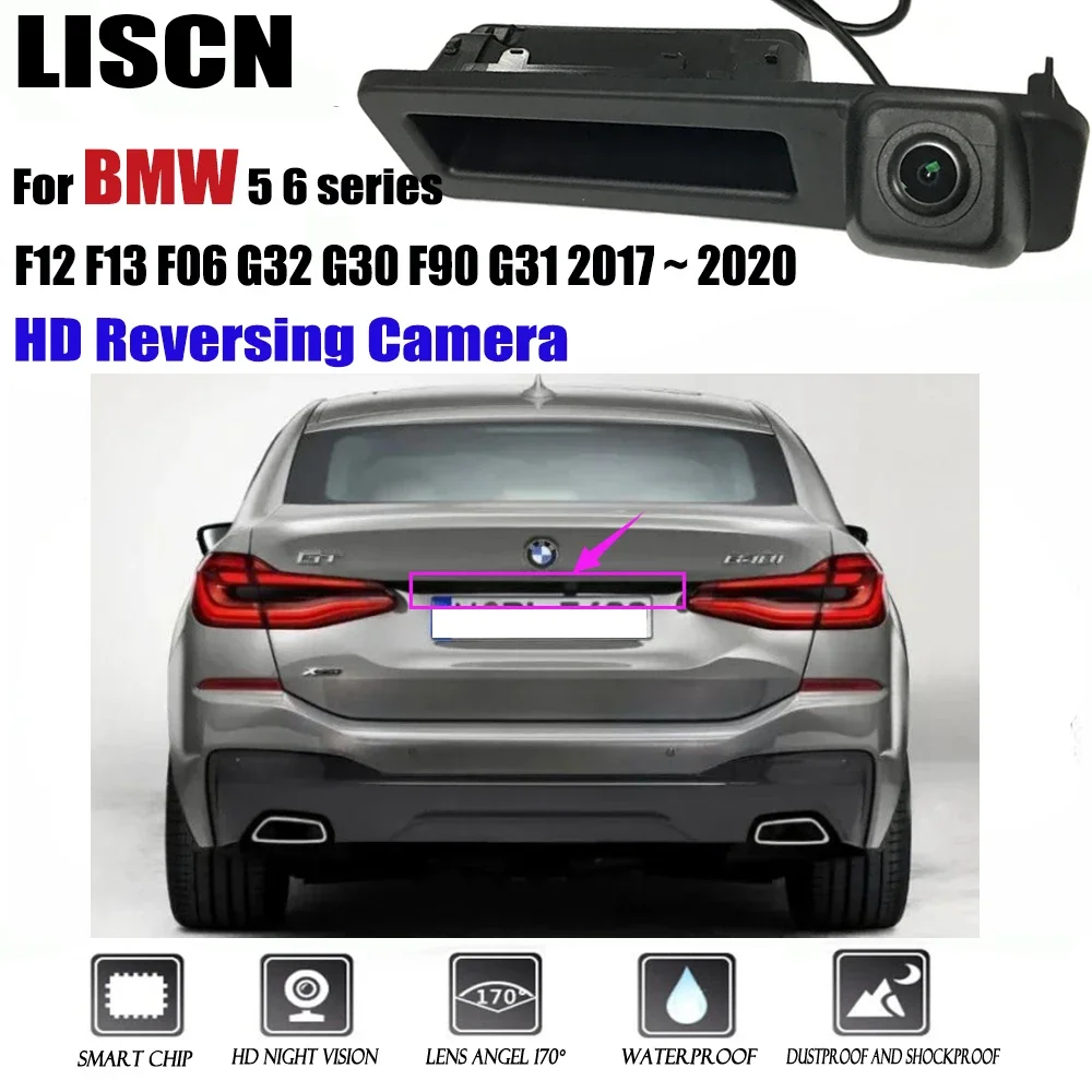 For BMW 5 6 Series F12 F13 F06 G32 G30 F90 G31 2017 2018 2019 2020 HD Night Vision Car Rear View Reverse Handle Camera