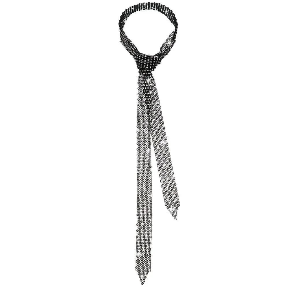 

Trendy 1.3M Long Bling Scarf Neckerchief Sparkling Luxury Choker Necklace Shiny Rhinestones Tie Women Fashion