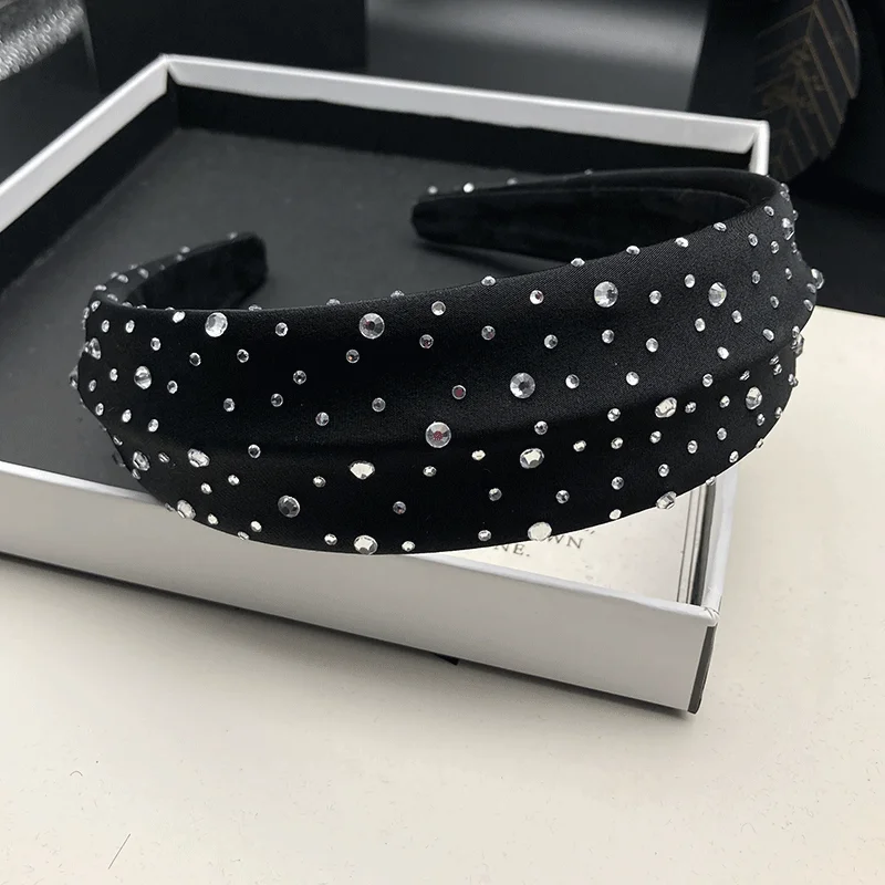 Edles Haarband mit hohem Schädelkamm, diamantbesetztes Haarband, vielseitiges schwarzes Haarband für Damen, Kopfschmuck – Detail 4