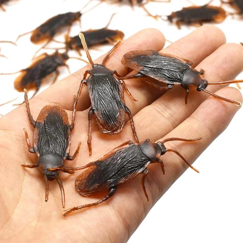 【New】10Pcs Simulation Fake Rubber Cockroach Funny Toy Special Lifelike Model