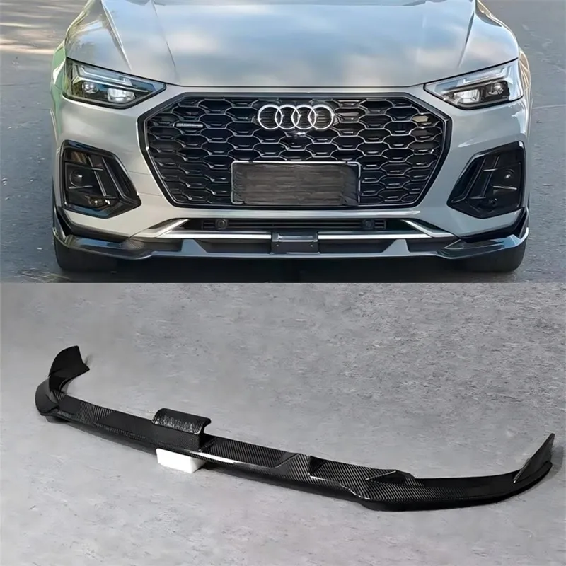 

Для Audi Q5 2021-2024: Накладка на передний бампер из настоящего сухого карбона, нижний сплиттер, комплект обвеса