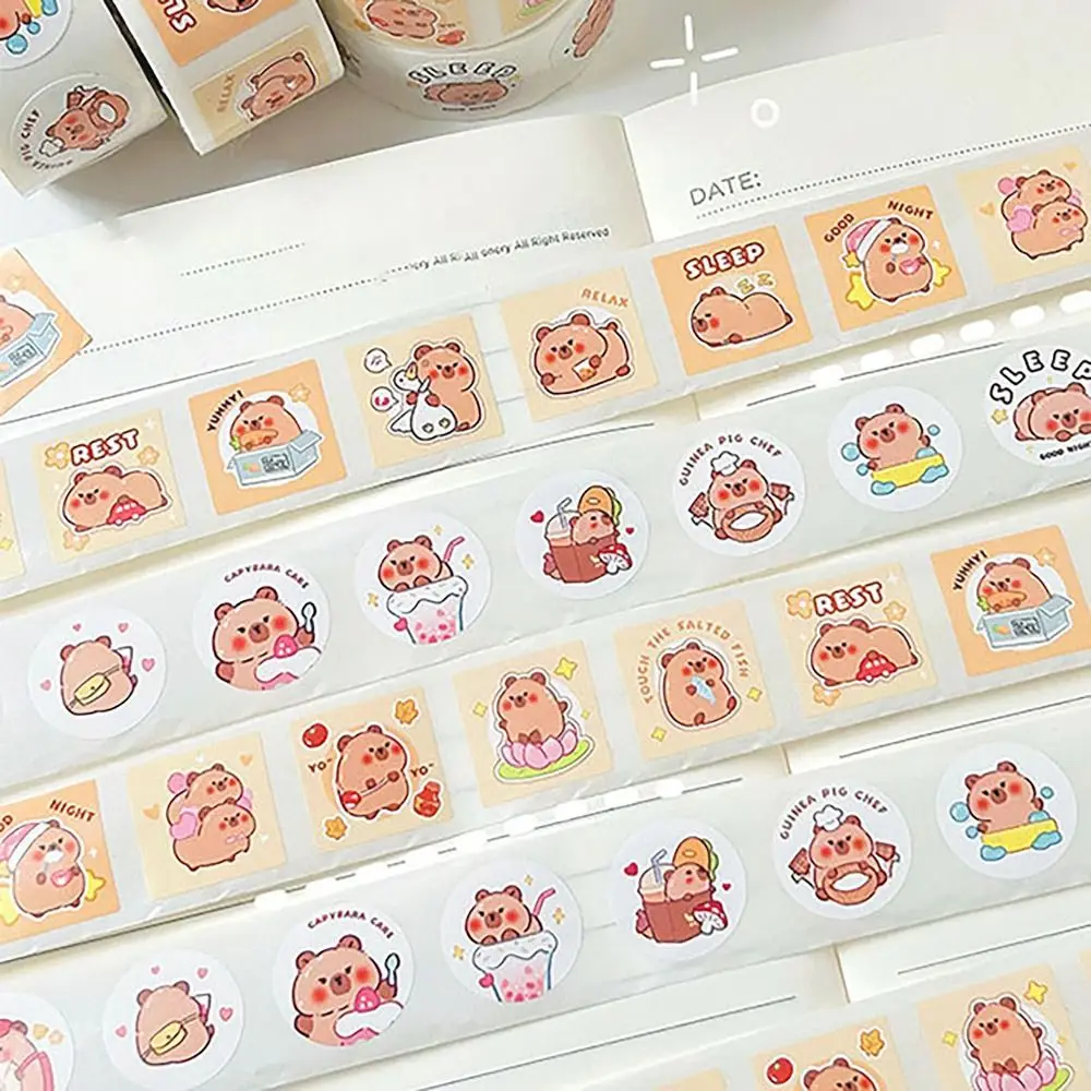 Cute Cartoon Capybara Decorative Sticker Multifunctional Sealing Sticker Student DIY Paster Self-adhesive Sticker Package Label