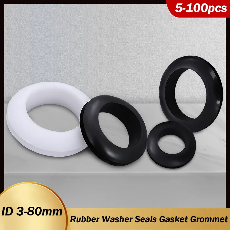 White Black O Ring Rubber Washer Seals Gasket Grommet 3~80mm Double Sided Protective Coil Seal Gasket Out Hole Wire O-ring