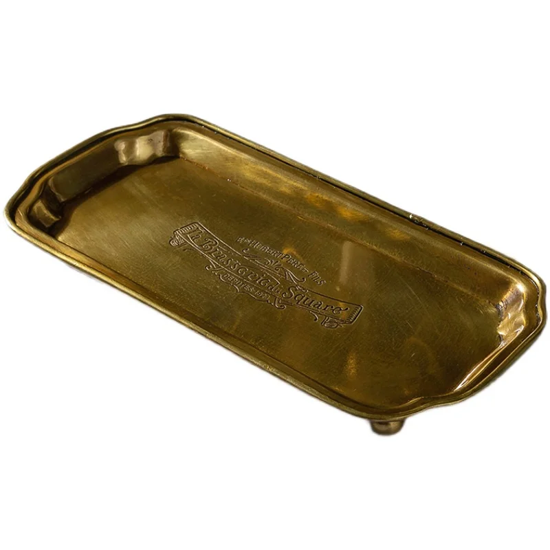

Imported brass decorative luxury tray Indian handmade retro snack Dim sum fruit tray