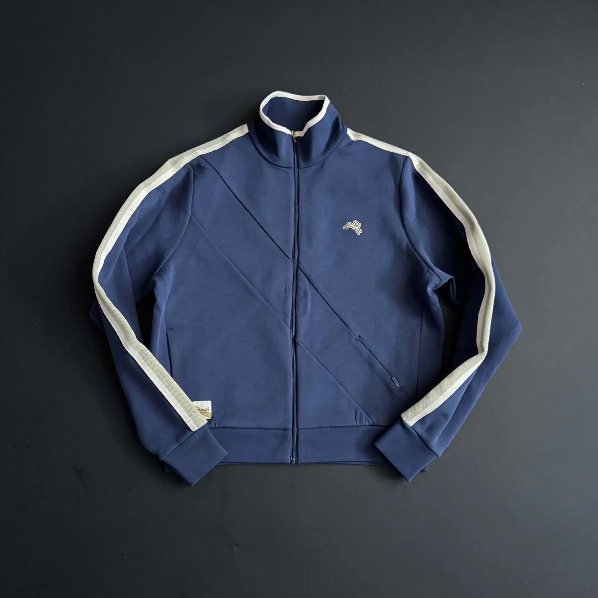 Retro American Blue Jacket High Street Cool Style Women's Baseball Coat Zipper Closure Long Sleeve Warm Outerwear