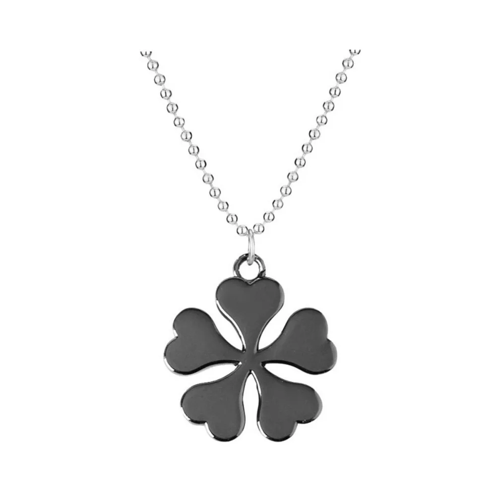 Anime Black Four-leaf Clover Pendant Necklace Five-leaf Asta Black Cow Logo Charming Clavicle Chain Personalized Trendy Jewelry