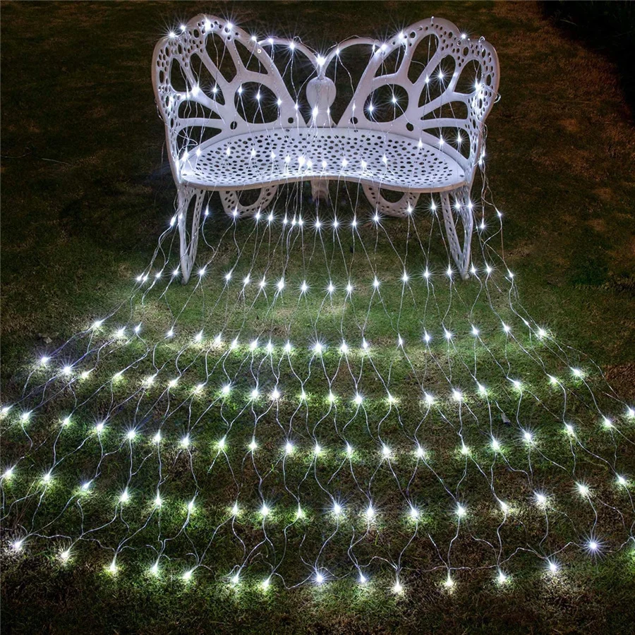 Guirxiété lumineuse extérieure en maille pour Noël, lampe de filet, nickel é, jardin, Noël, fête de mariage, décoration de cour, pêche, gible, 3x2m, 192