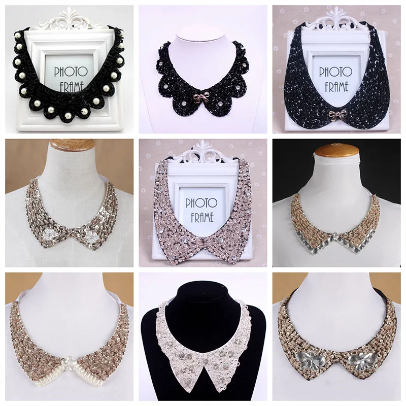 Diamond Women Shirt False Collars Crystal Removable Collar For Women Fake Collar Detachable Diamond Lacklace Nep Kraagie