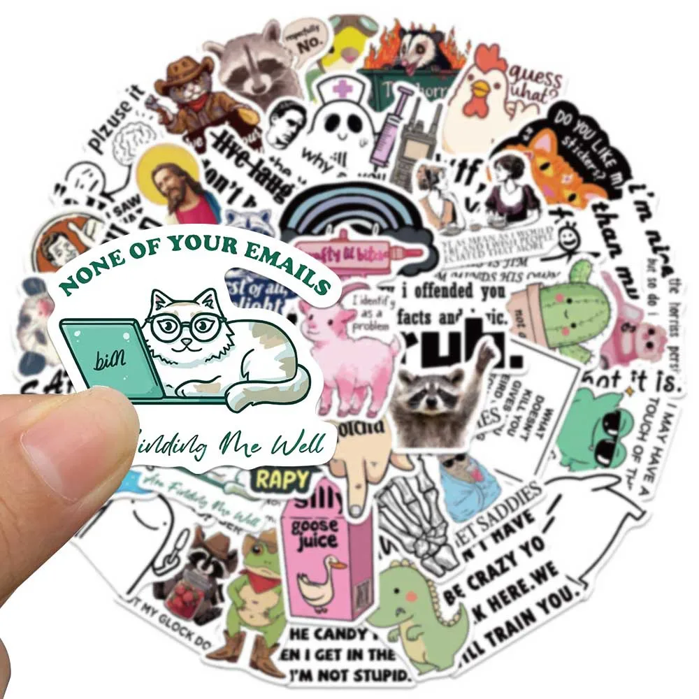 50 قطعة ملصقات حيوانات كرتونية مضحكة شارات ميمي للهاتف المحمول وحقيبة الكمبيوتر المحمول ولوح التزلج وملصقات مقاومة للماء #3