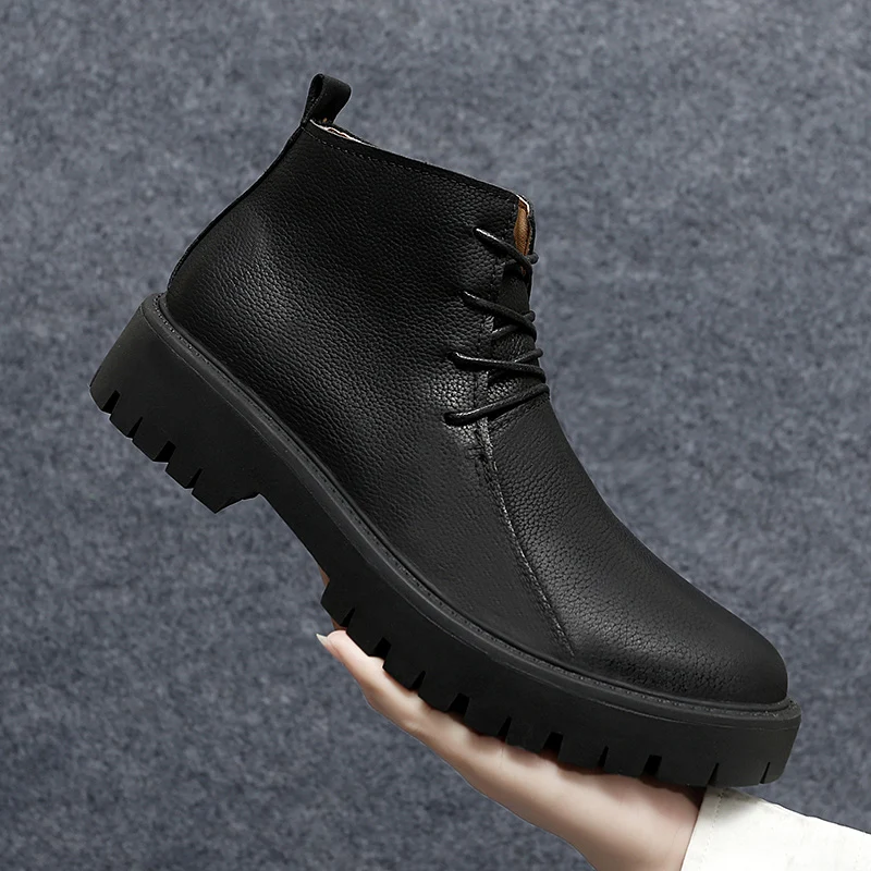 

Men High Top Boots PU Thick Sole Classic Comfortable Business Men Boots