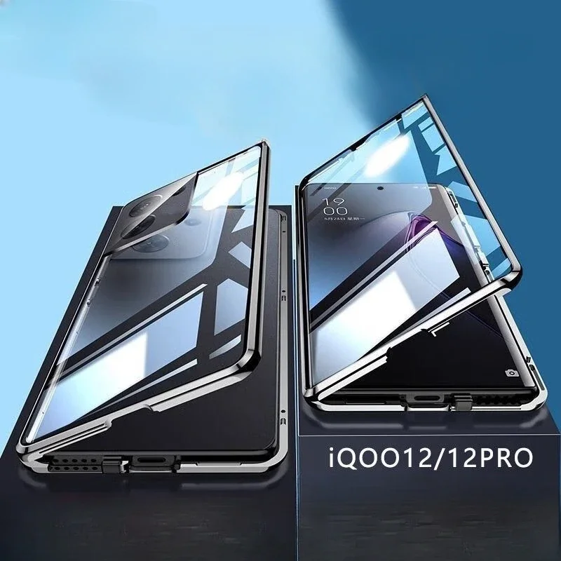 

Двустороннее стекло для VIVO iQOO 12 Pro, Магнитный чехол с полной защитой на 360 °, задняя крышка для VIVO iQOO12 Pro 12Pro, оболочка