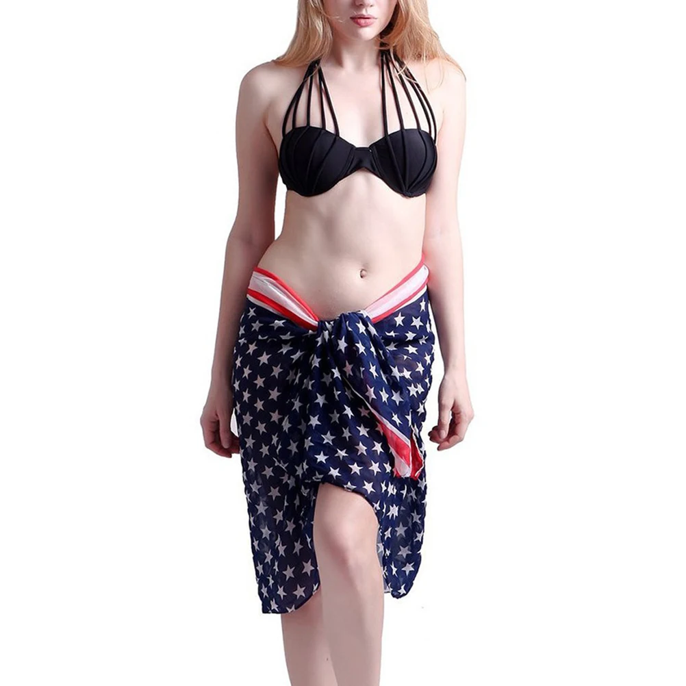 

1pc American Flag Lightweight Neck Wrap For Women Girls Multi-Way Wear Thin Scarf Long Thin Scarf For Women Long Shawl Shawl