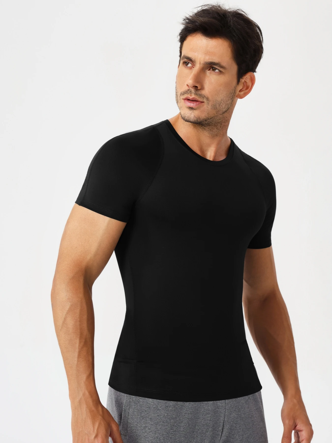 Men's Quick Dry Short Sleeve Compression Shirt Gym Base Layer Tights for Running Basketball And Athletic Undershirts Workout Fit