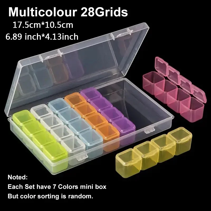 28/56 Fächer Diamant-Malerei Zubehör Werkzeug Transparente Kunststoff-Aufbewahrungsbox Nagel-Strass-Perlen-Aufbewahrungsbox Schmuck-Organizer – Detail 3