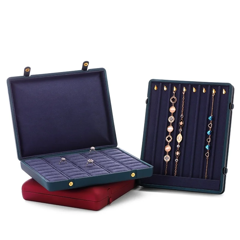 Red Blue Jewelry Organizer Box Large Capacity Rings Storage Case Bracelet Pendant Necklace Holder Women Gift Box