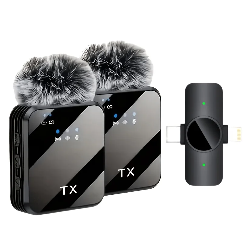 Professional Lavalier Microphone With Intelligent Noise Cancellation, 360° Omnidirectional Condenser, 2-in-1 Lapel Mic With Wind