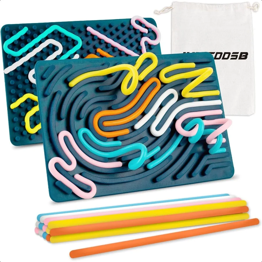 

Доска для сенсорной активности, двусторонняя силиконовая сенсорная игрушка-непоседа с 15 струнами для аутизма, стресс, успокаивающий фокус, нет M, СДВГ S