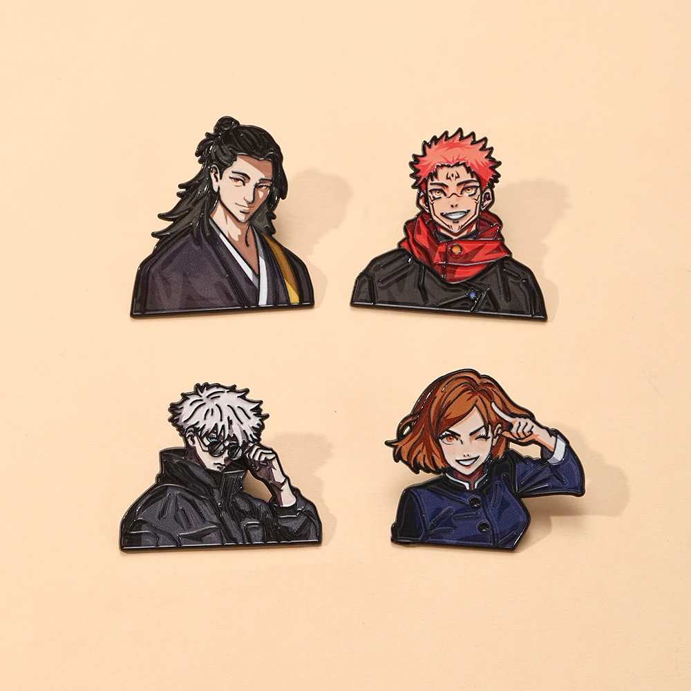 4pcs Gojo Satoru Cartoon Animation Brooch Set Enamel Pins Metal Badges Jewelry for Clothing And Backpack Accessorizing Gift