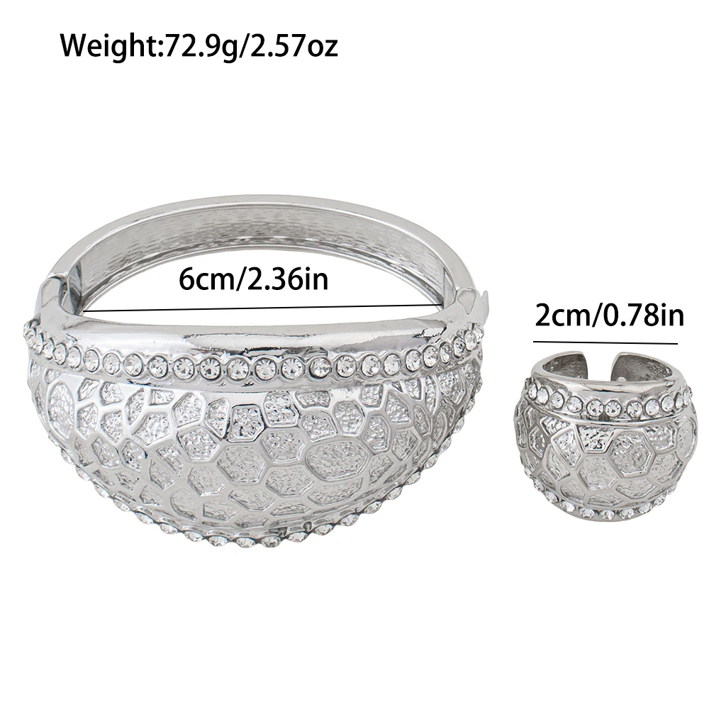 Luxuriöses Zirkonia-Edelstahl-Armreif- und Ring-Set für Hochzeitsfeier, Modisches Damen-Verlobungsarmband, Accessoires, Geschenk, Großhandel – Detail 8