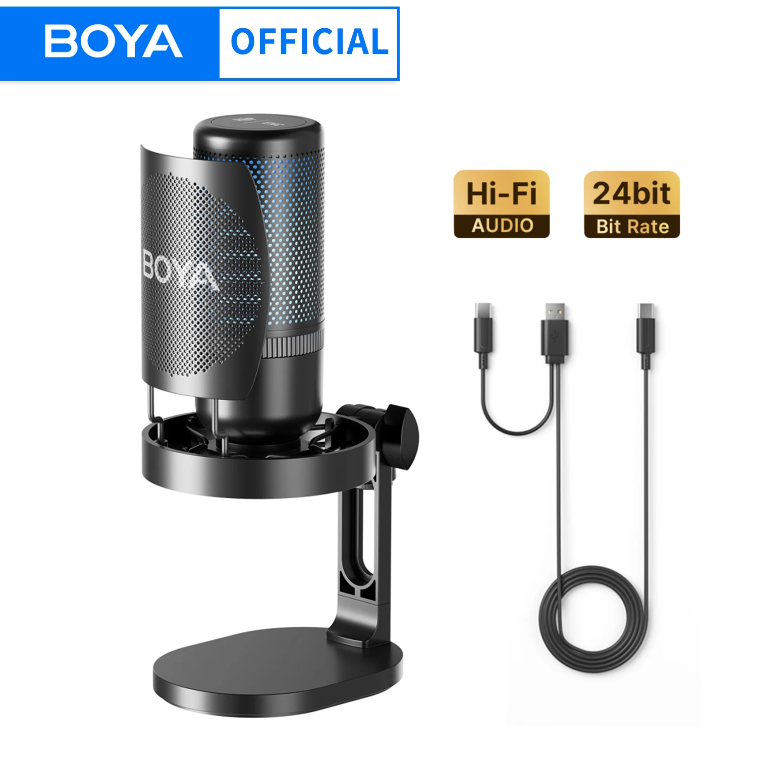 

BOYA K3 USB-диктофон с шумоподавлением/болевым/RGB для прямой трансляции подкастинга на смартфоне iPhone/PS4,5/Mac/ПК