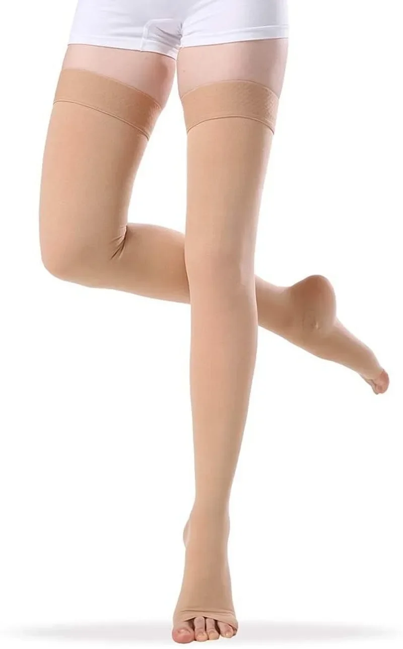 Compression Stockings Firm Support 20-30 mmHg Medical Gradient Compression Socks with Silicone Band for Women Medical Treatment