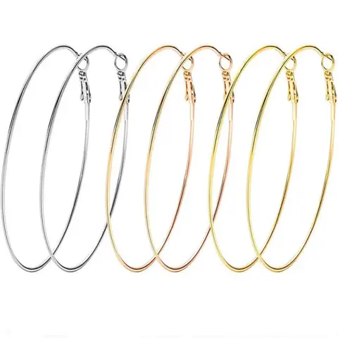 Fashion Round Big Circle Hoop Earrings Stainless Steel Gold Color Non-fading Drop Earring Wedding Jewelry Gift for Women New In