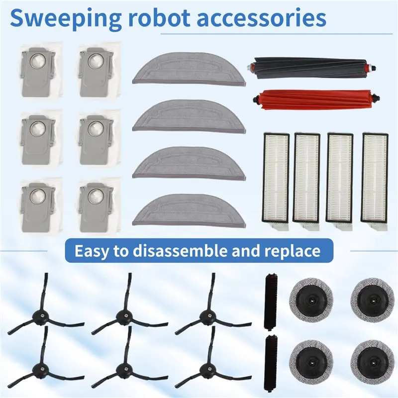 New Arrivals-Main Side Brush Filter Mop Cloth Dust Bag Set Replacement Parts For Roborock S8 Maxv Ultra/S8 Max Ultra Vacuum Clea