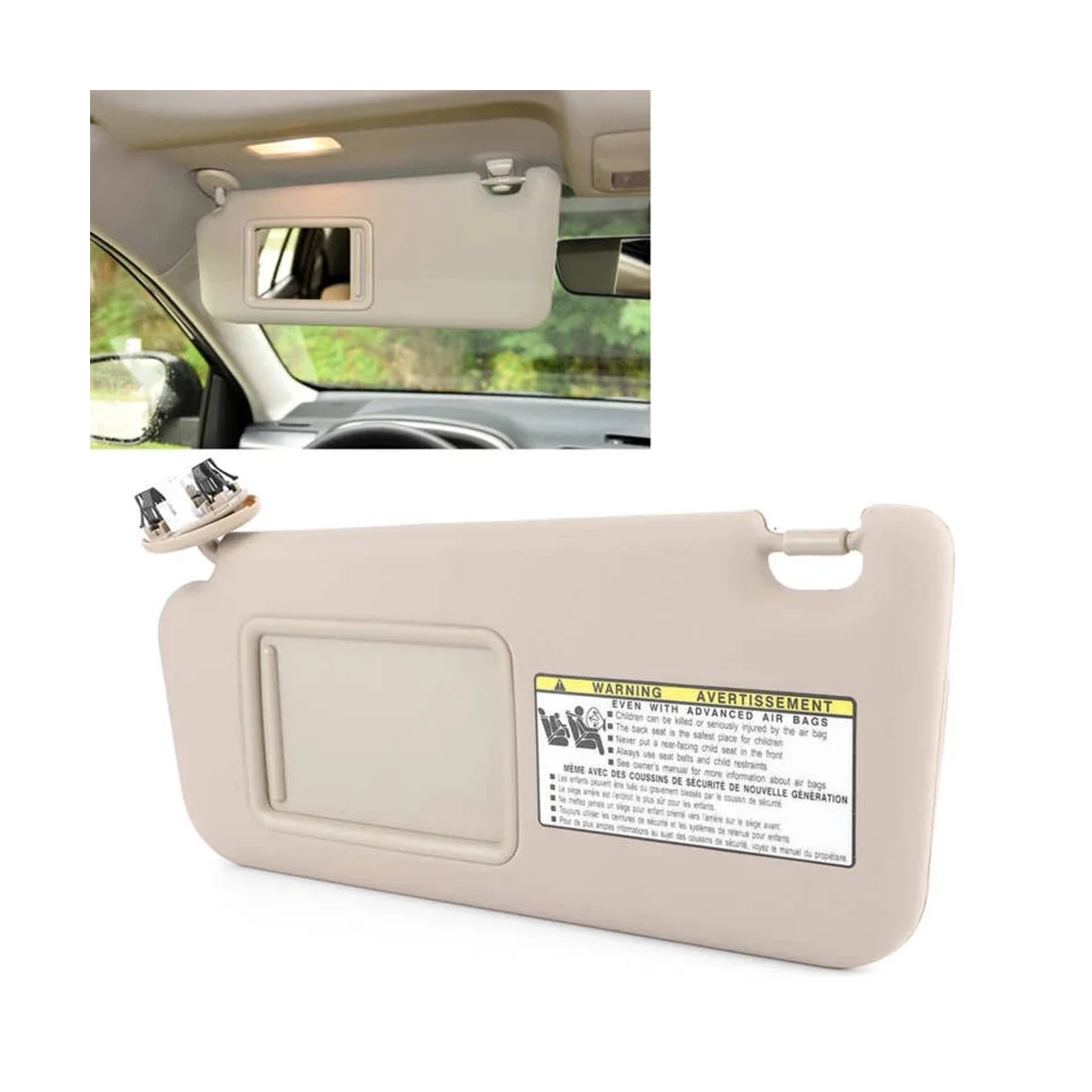 1Pair Beige Sunvisor Cover 74320-42501-A1 74320-42501-B3 for Toyota RAV4 2005-2013 Car Sunshade Makeup Mirror