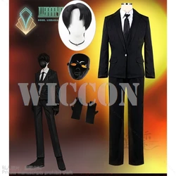 Anime Game Library Of Ruina Warp Black Costume Cos Roland Uniform Hallowen Clothes Clothing DK Mask Props With Black Wigs 롤랑 Cos