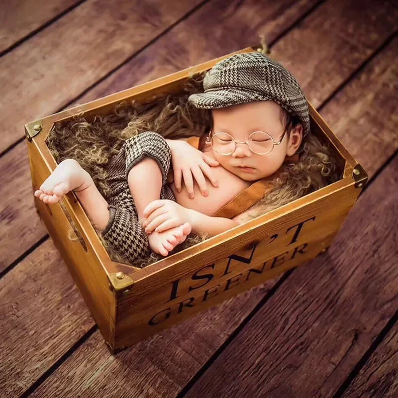 Newborn photography clothinghats straps pants studio male baby's full moon photography track   déguisement bébé  신생아촬영