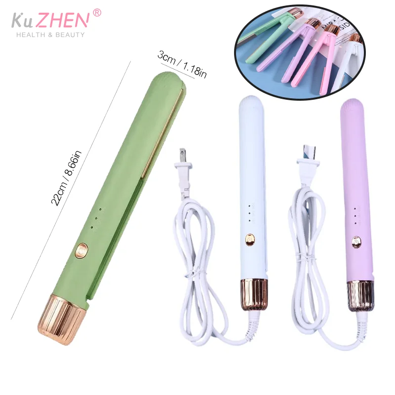 220 فولت مكواة تجعيد الشعر المحمولة الصغيرة المشبك الاستخدام المزدوج استقامة وتجعيدها طالب عنبر ودية اكسسوارات صالون الشعر