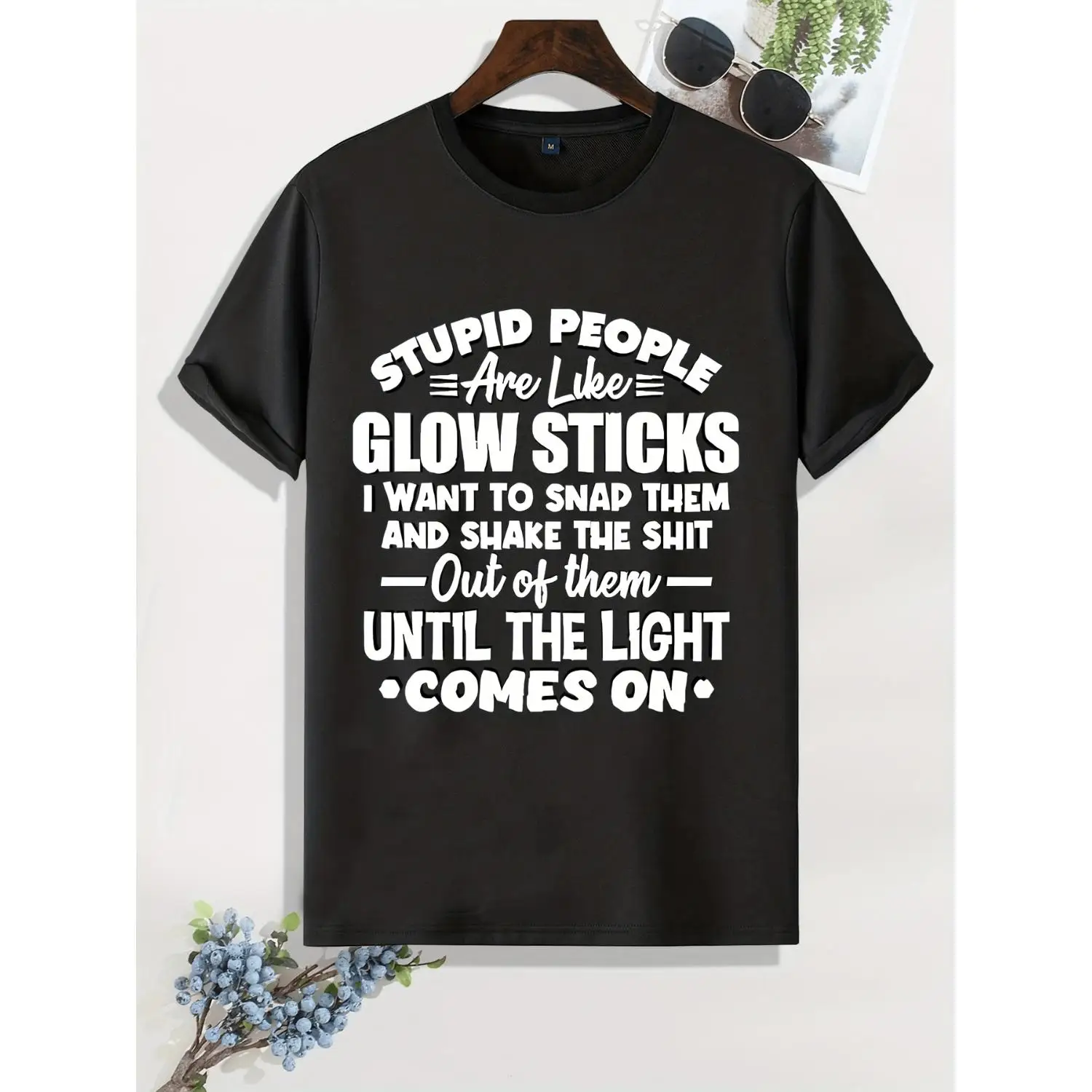 Stupid People Is like Glow Sticks Print Men's Casual Sports T-Shirts - Comfortable and Stylish Summer Tees with Unique Graphics