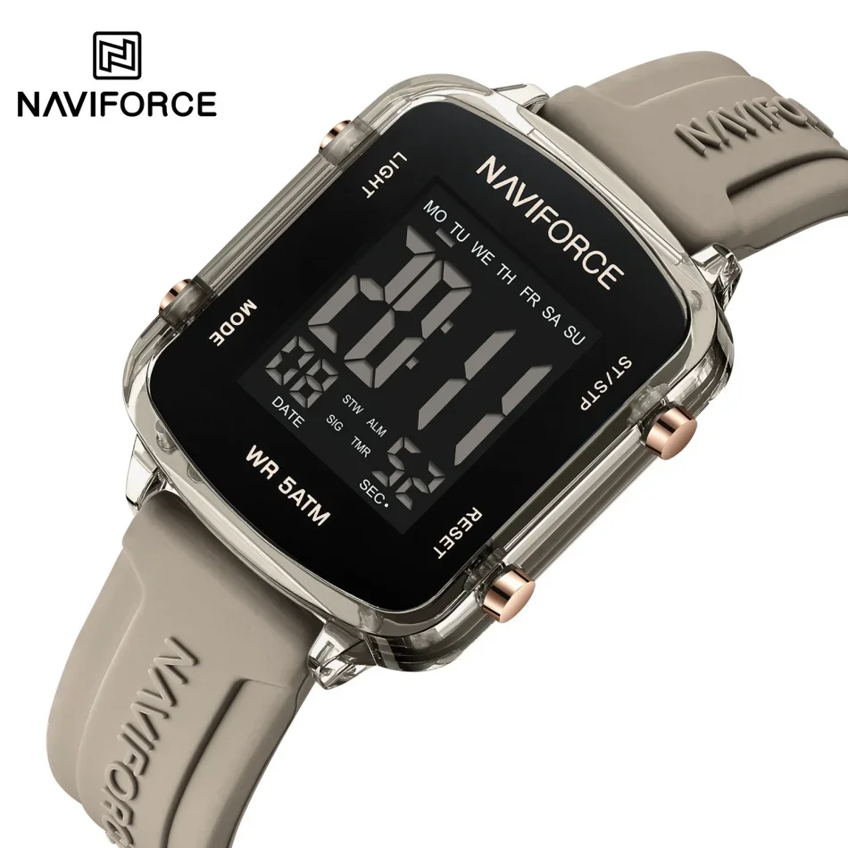 

NAVIFORCE NF7120 Simple Square Calendar Silicone Strap Electronic Girl's Lady's Sports Waterproof LCD Display Watch