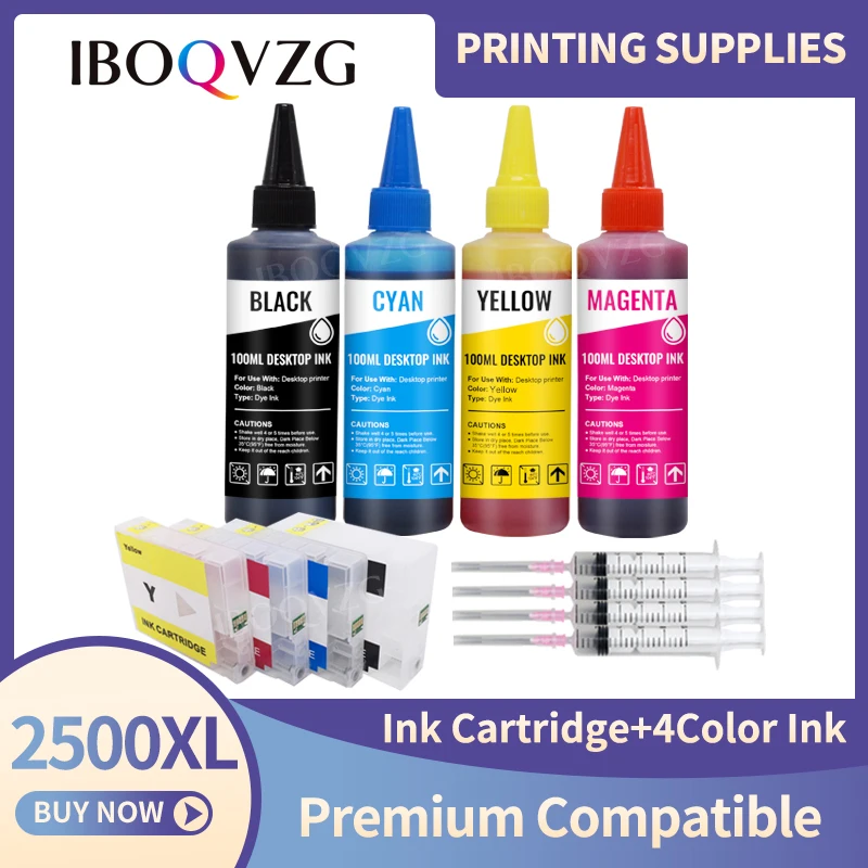 IBOQVZG 400ml Refill Ink + 4Pcs Empty Ink cartridge PGI-2500 PGI-2500XL For Canon MAXIFY IB4050 MB5050 MB5350 MB5150 MB5450