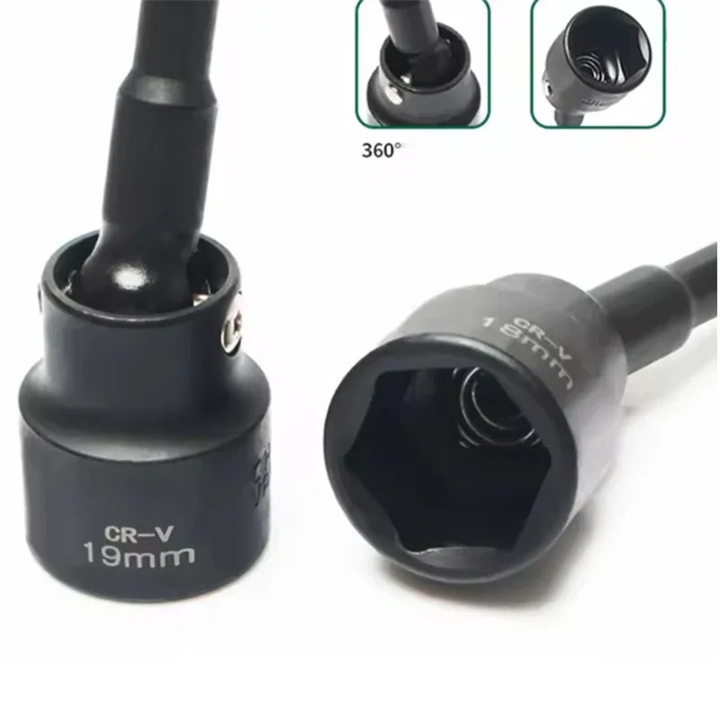 1-10pcs H8-H19 150mm Long 1/4 Hexagon Shank Wobble Socket Adapter 360 Degree Rotatable Universal Joint Swivel Sleeve
