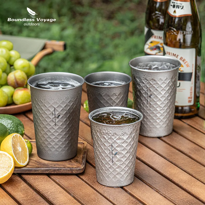 كوب ماء بطبقة واحدة من التيتانيوم النقي، كوب بيرة قهوة محمول للتخييم في الهواء الطلق، A1571 #2