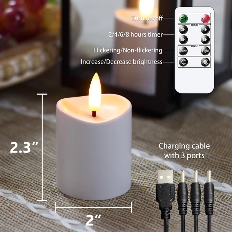 LED Candles, Flickering Flameless Candles,Rechargeable Candle, Real Wax Candles With Remote Control