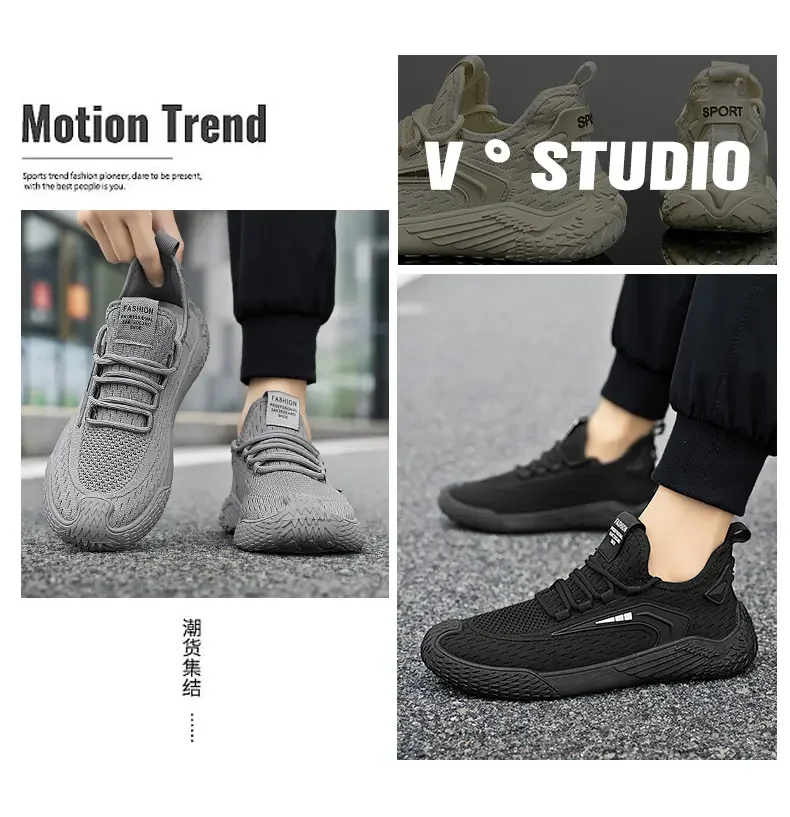 Mens Daily Leisure Commuter Shoes Light Handcrafted Knit Fabric Shock Absorb Insole Wear Resist Casual Footwear - view 6