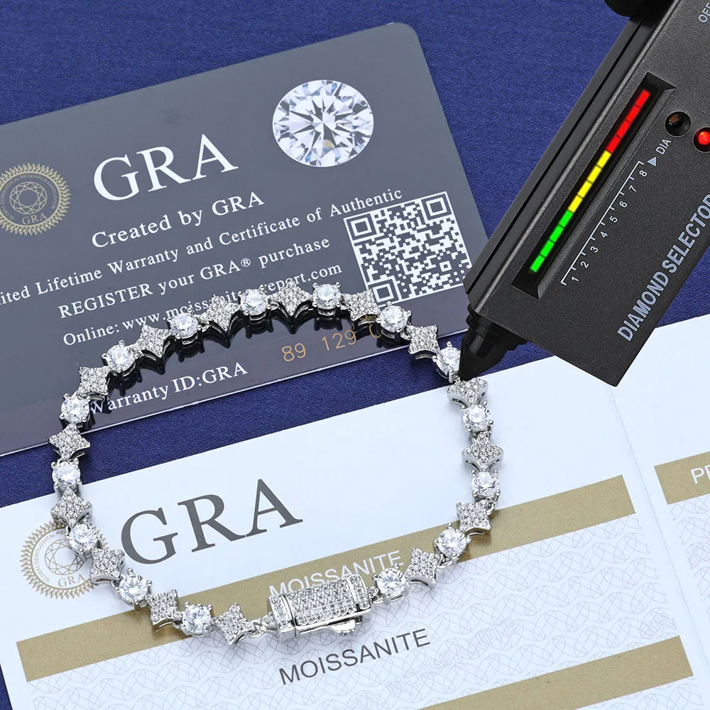 Sparkling Moissanite Tennis Chain 925 Sterling Silver Round VVS Diamond Starlight Tennis Necklace Give for Him/Her