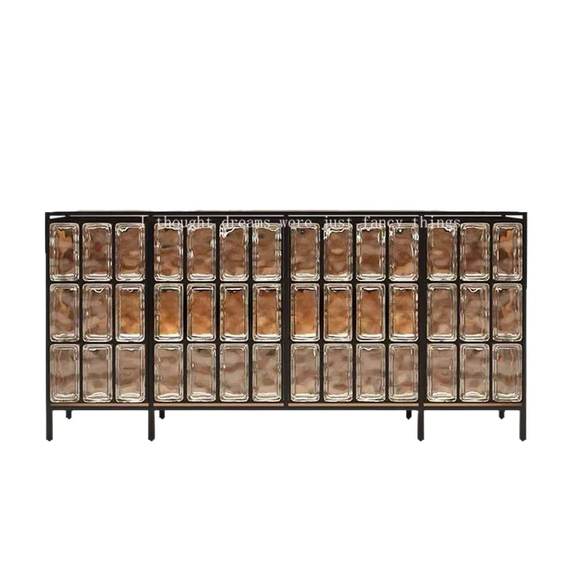 Italian minimalist premium crystal glass brick side cabinet, antique locker in home art