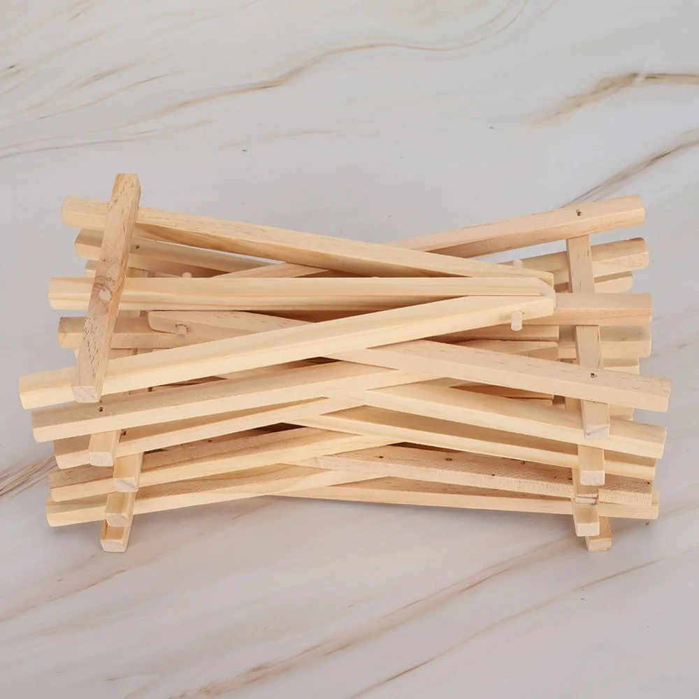 24pcs Wood Material Mini Wood Display Easel 7.5 Inch Height Tripod Structure Tabletop Wooden Easel Tripod Display Stand