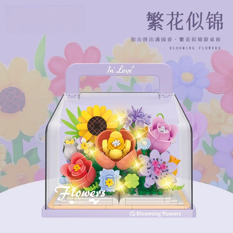 

Flower Bouquet Mini Block Construction Set Moc Building Blocks For Adults Toys For Children Small Particle Building Block Gifts