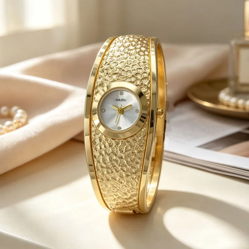 Fashion Women's Bracelet Watch Luxury Rich Gold Bark Texture Quartz Wristwatch for Ladies Female Clock Jewelry Relogio Feminino