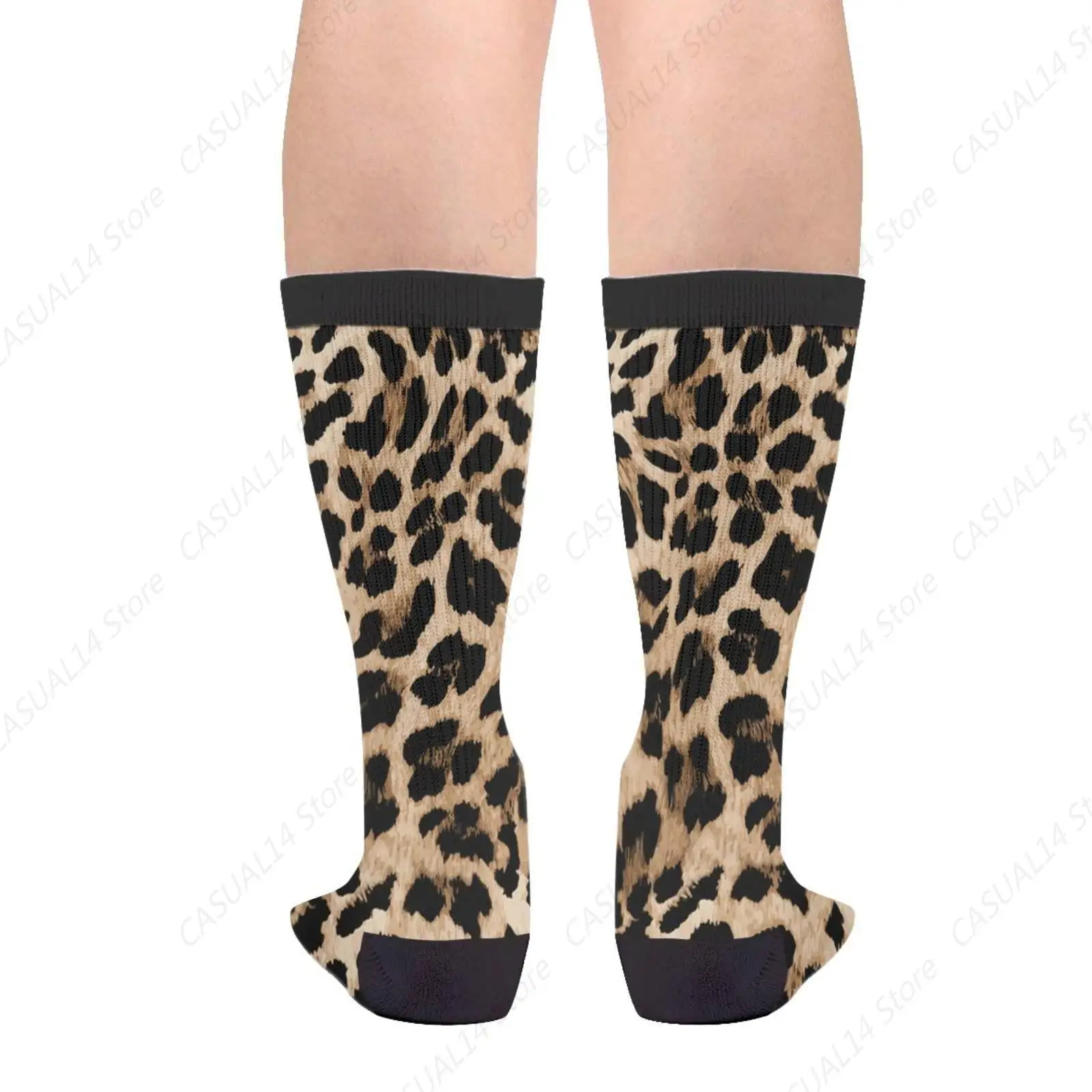 Cheetah Leopard Print Funny Novelty Socks Casual Athletic Crazy Cute Crew Socks For Women Men