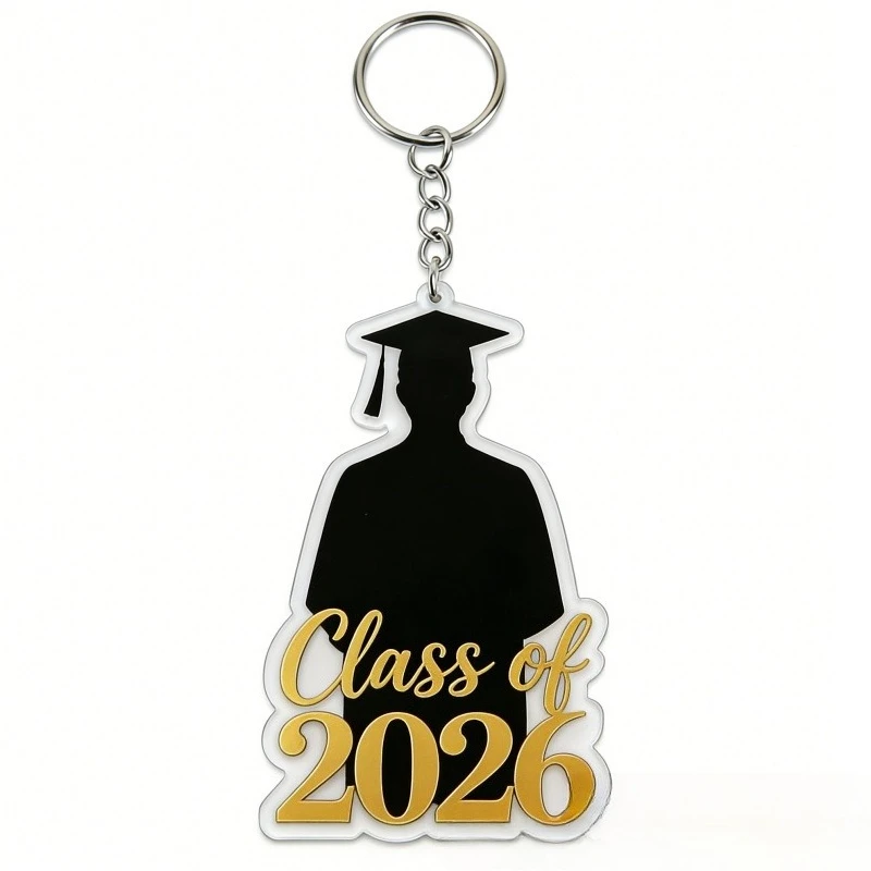 2026 Graduation Season Keychain Acrylic Pendant with Grad Cap Diploma Books & Flower Design Cute Car Key Ring & Backpack Charm