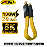 NNBILI PD 100W Fast Charge Short USB-C Cord Wire 5A USB3.2 Type C To Type C Cable 8K@60Hz Fast Charging Short Data Cable Cord