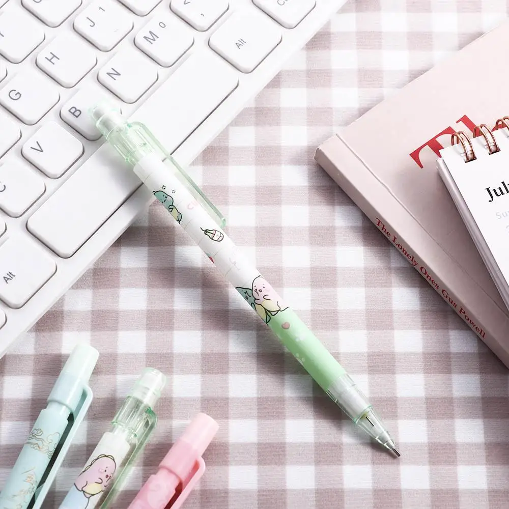 Sekolah Kartun Korea dengan Penghapus untuk Alat Tulis Anak Pensil Mekanik Pensil Otomatis Pena Tekan Pensil Bergerak
